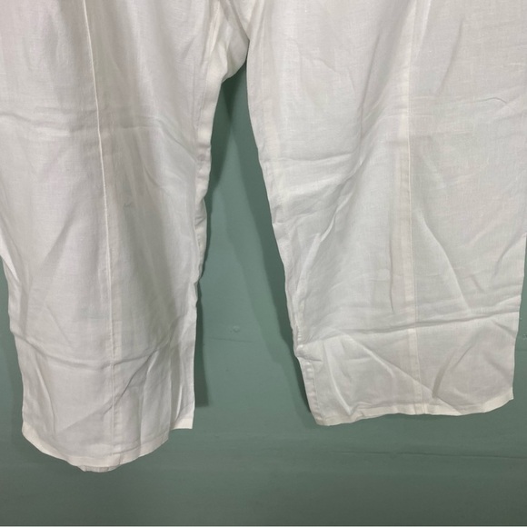 Eileen Fisher White Linen Pants Sz XL Pull On‎ Wide Leg Stretch Waist - Picture 3 of 7